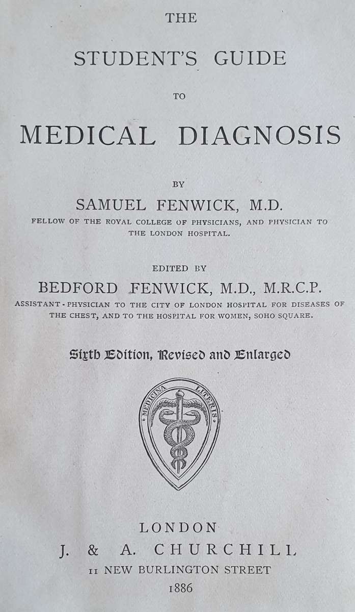 * 1886 * Fenwick's Medical Diagnosis - Samuel Fenwick