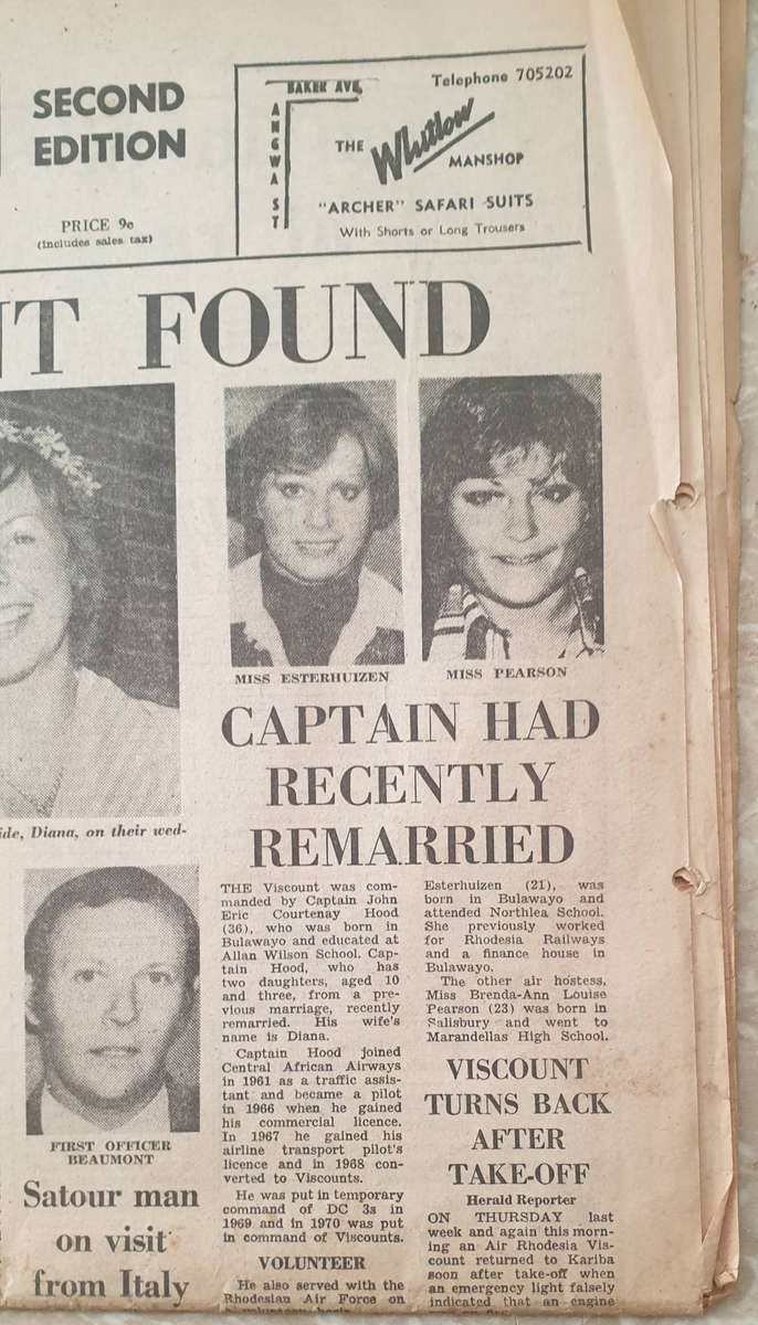 The Herald (Monday Sep. 4, 1978) Wreckage of Viscount Found