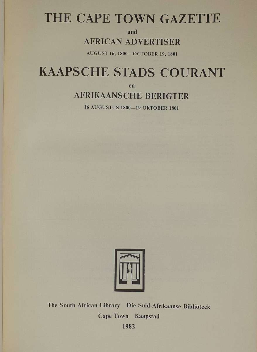 The Cape Town Gazette (1800 - 1801) Kaapsche Stads courant