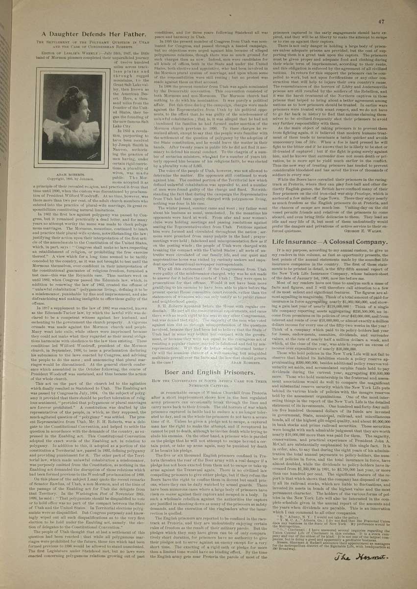 January 20, 1900, Boer War Edition LESLIE'S WEEKLY
