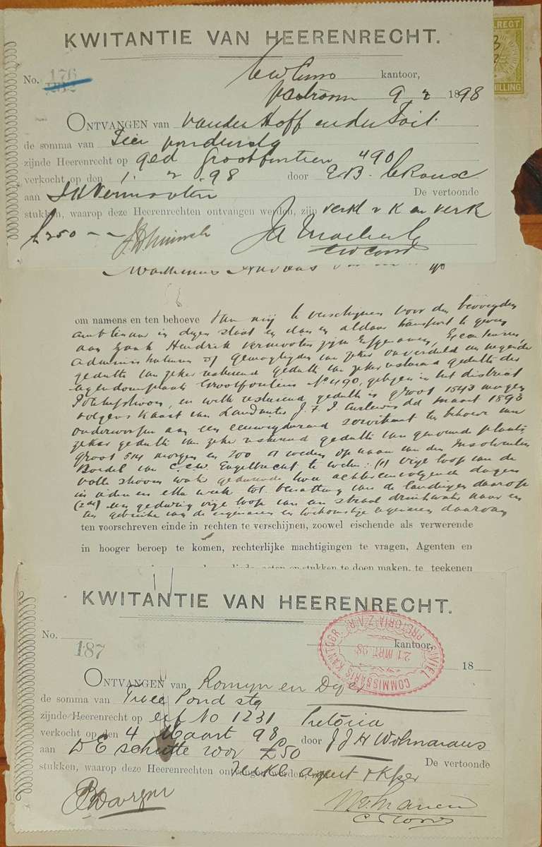 * 1898 * BIJZONDERE LASTGEVING - OORSPRONKLIKE DOKUMENT