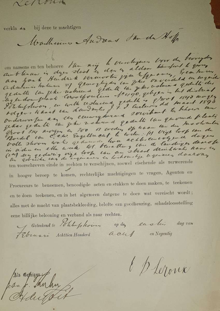 * 1898 * BIJZONDERE LASTGEVING - OORSPRONKLIKE DOKUMENT