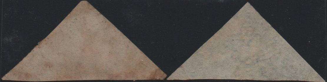 1855 COGH 2 x 4d Perkins Bacon Triangles in VFU-condition