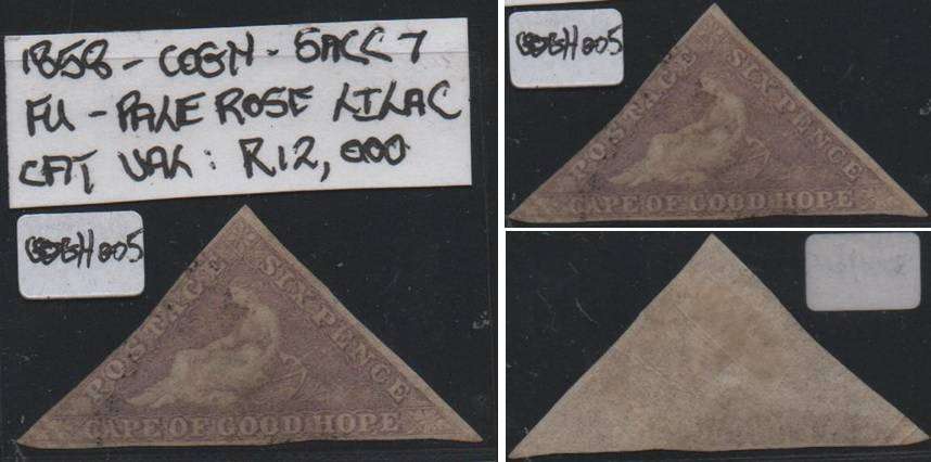 1858 COGH 6d Perkins Bacon Triangle in FU-condition