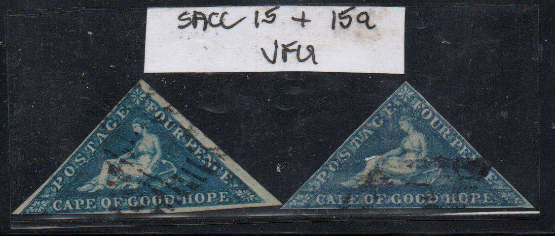 1863 COGH 2 x 4d De La Rue Triangles  in VFU-condition