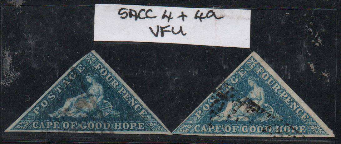 1853 COGH 2 x 4d Perkins Bacon Triangles  in VFU-condition