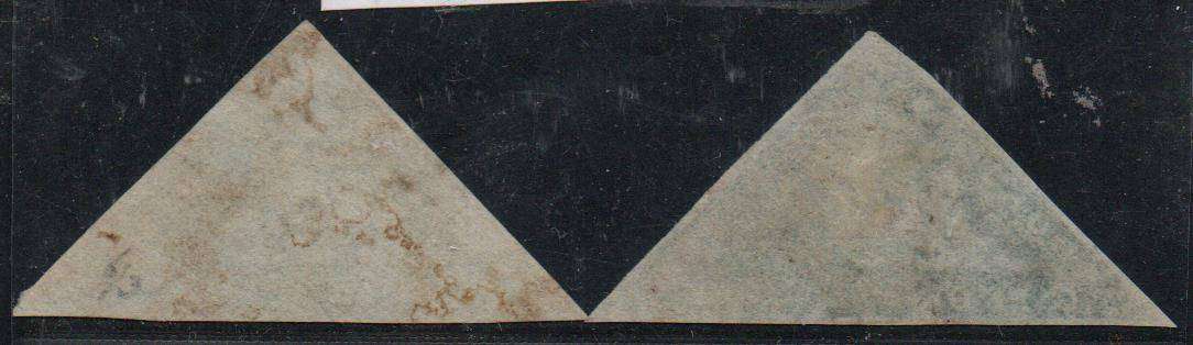 1853 COGH 2 x 4d Perkins Bacon Triangles  in VFU-condition