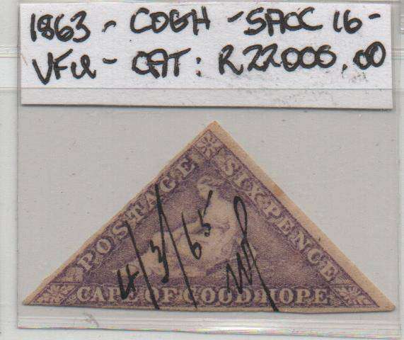 Scarce 1863 - COGH 6d Bright Mauve De La Rue Triangle in VFU-condition