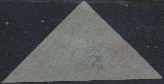 1853 COGH brick red on slightly blued paper 1d Perkins Bacon Triangle in VFU-condition