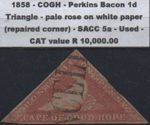 1858 COGH - Perkins Bacon 1d pale rose on white paper (SACC 5a) in FU-condition