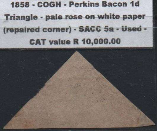 1858 COGH - Perkins Bacon 1d pale rose on white paper (SACC 5a) in FU-condition