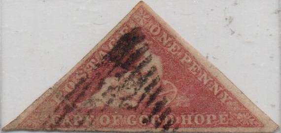 1855 COGH scarce deep rose red 1d Perkins Bacon Triangle in VFU-condition