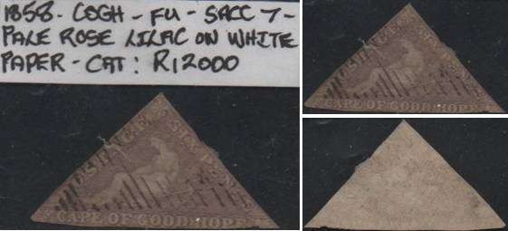 1858 COGH pale rose lilac 6d Perkins Bacon Triangle (SACC 7) in FU-condition