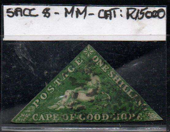 1855 COGH scarce 1s Perkins Bacon triangle in used-condition