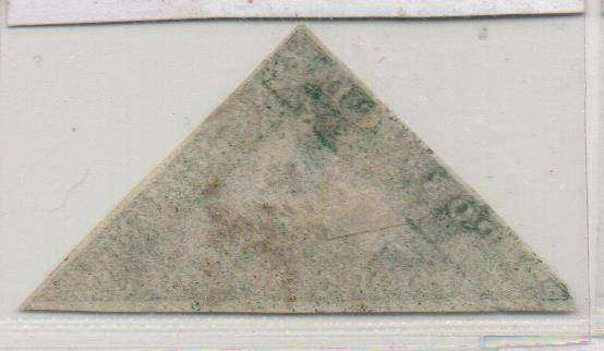 1858 COGH scarce deep dark green 1s Perkins Bacon Triangle  in VFU-condition