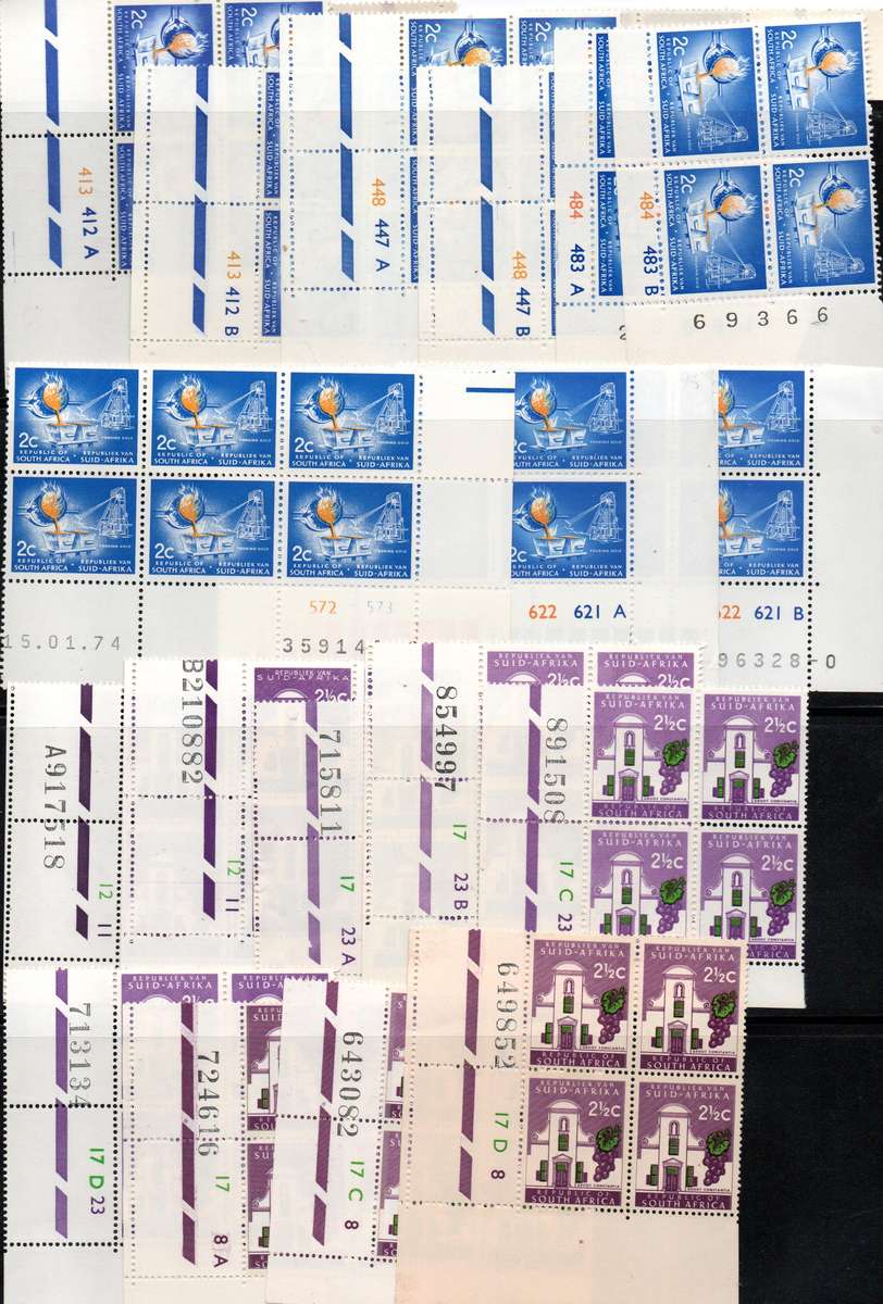 1961 RSA 1st Definitive series selection of 92 control blocks in MNH/LMM-condition