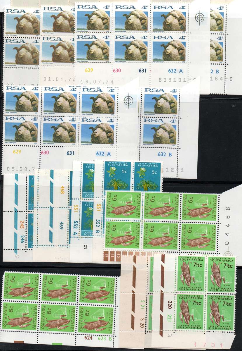 1961 RSA 1st Definitive series selection of 92 control blocks in MNH/LMM-condition