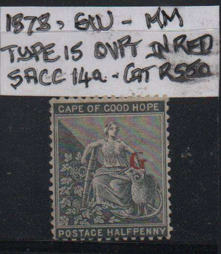 1878 Griqualand West 1/2d Type 15 red OVPT on COGH stamp in MM-condition