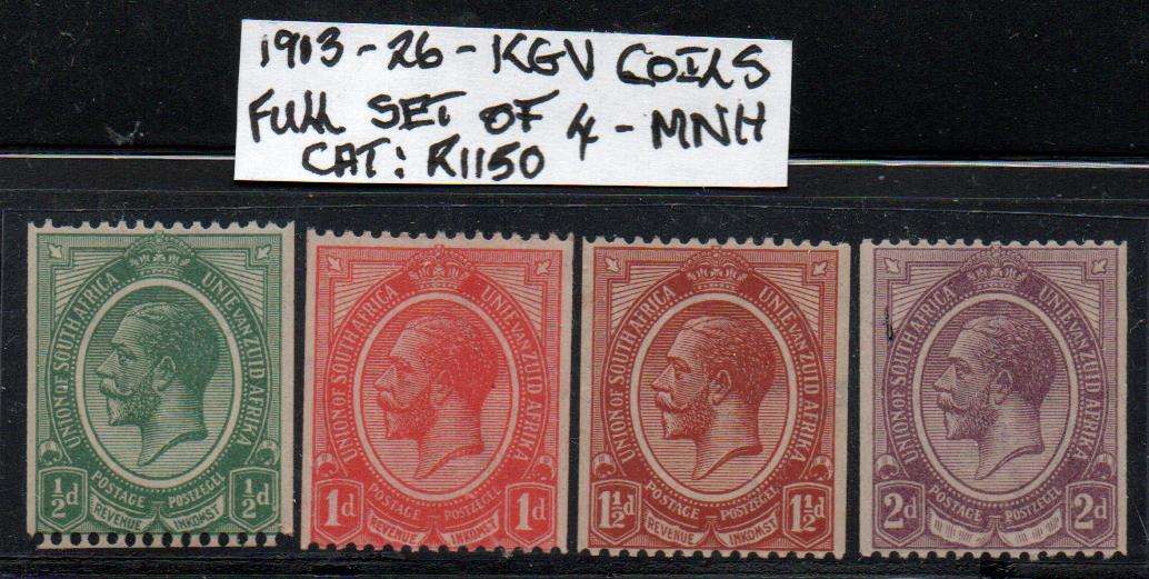 1913-26 Union KGV Definitive full set of coils in MNH-condition