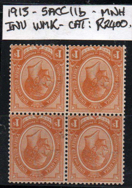 1913 Union scarce KGV B/O 4 with Inv WMK in MNH-condition