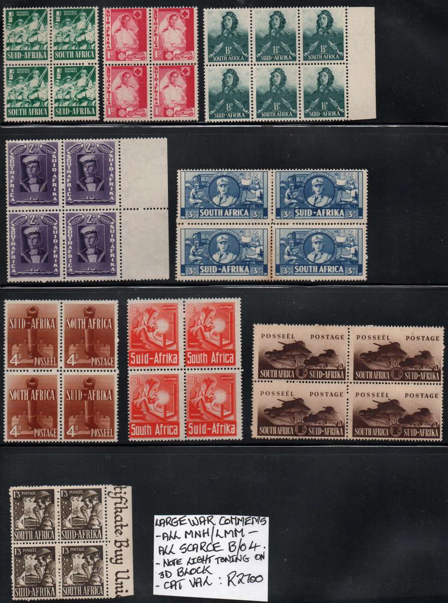 1941-43 Union Large War Commemoratives all in blocks, all in MNH/LMM-condition