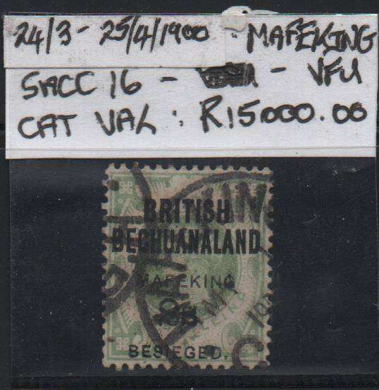 Scarce 1900 Mafeking Siege OVPT 2s on 1s British Bechuanaland in VFU-condition