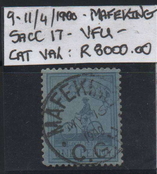 Scarce 1900 Mafeking Siege Sgt. Goodyear 1d Pale Blue in VFU-condition