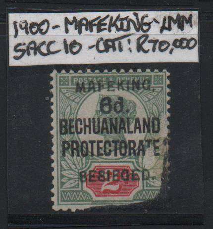 1900 Mafeking besieged 6d OVPT on Bech. Protectorate 2d (SACC 10) in rare LMM-condition