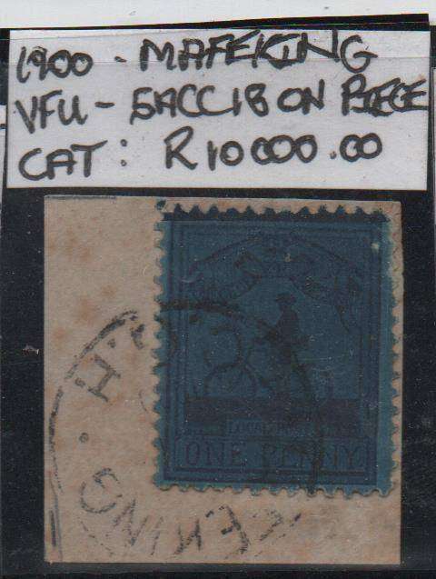 1900 Mafeking 1d dark blue Sgt Goodyear on piece with full cancel in VFU-condition