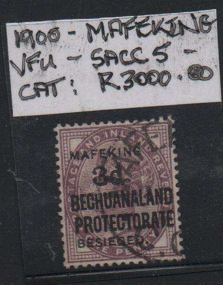 1900 Mafeking 3d OVPT on Bech. Protectorate 1d stamp with large part cancel in VFU-condition