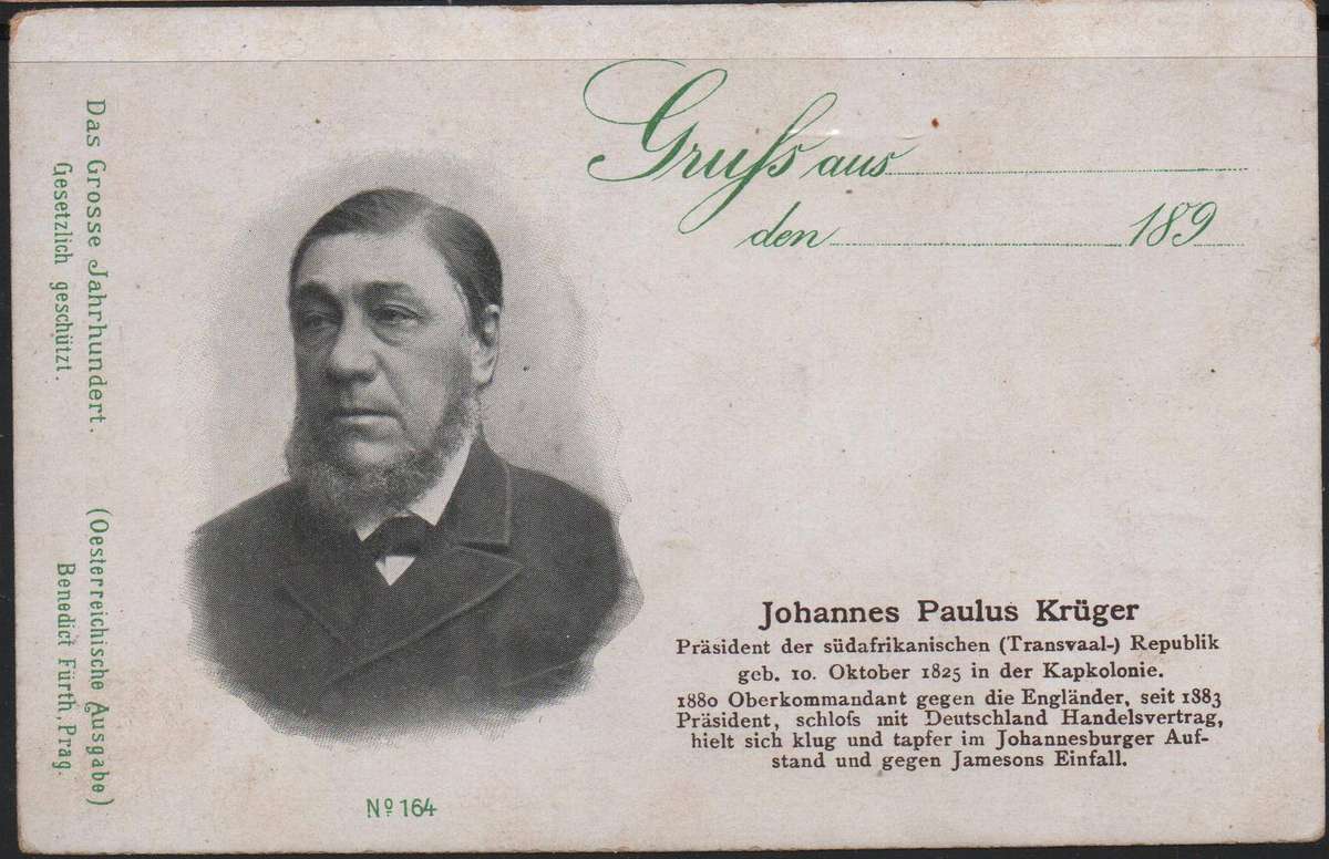 1899 Anglo Boer War - Unused Austrian postcard honoring Pres. Kruger in VFU-condition