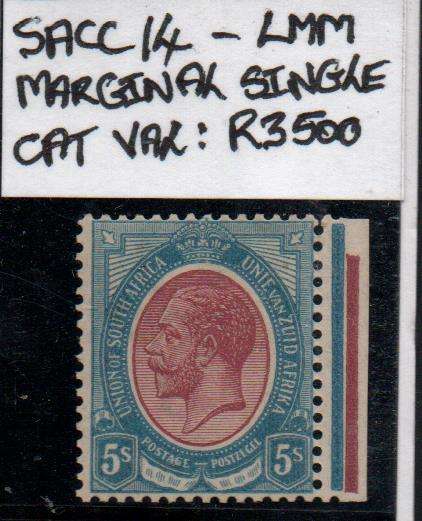 Scarce 1913 KGV Definitive 5s marginal single in LMM-condition