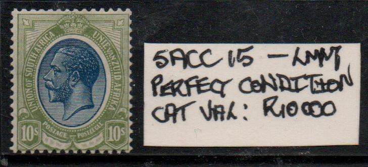 1913-26 Union KGV 10s in perfect mint condition with the slightest trace of hinge disturbance