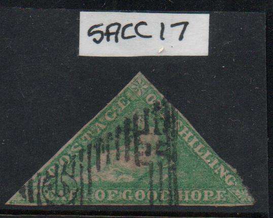 Scarce 1863 COGH De la Rue 1s Triangle in used condition