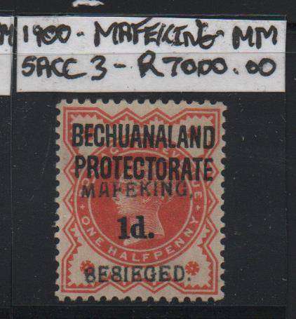 1900 Mafeking besieged 1d OVPT on Bech. Protectorate 1/2d (SACC 3) in scarce MM-condition