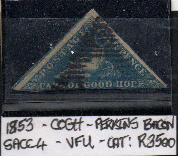 1853 COGH scarce 4d Perkins Bacon triangle in used-condition