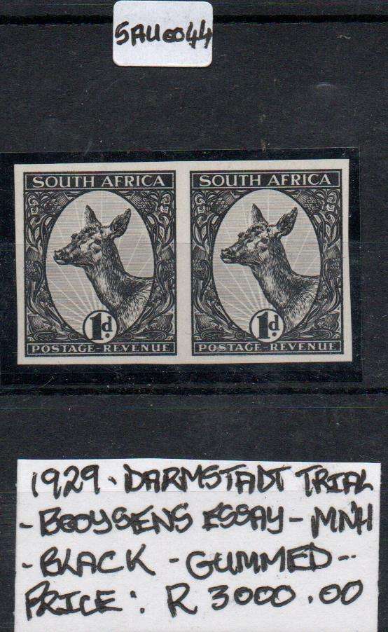 1929 Union Darmstadt Trial - Black Booysens Essay pair in MNH-condition