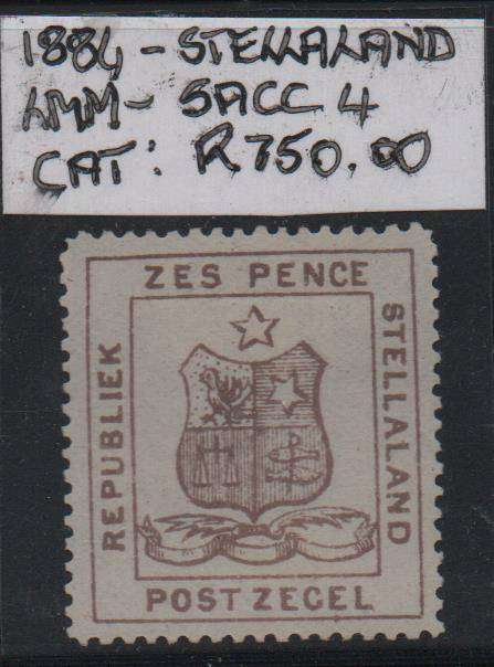 1884 Stellaland 6d stamp in LMM-condition