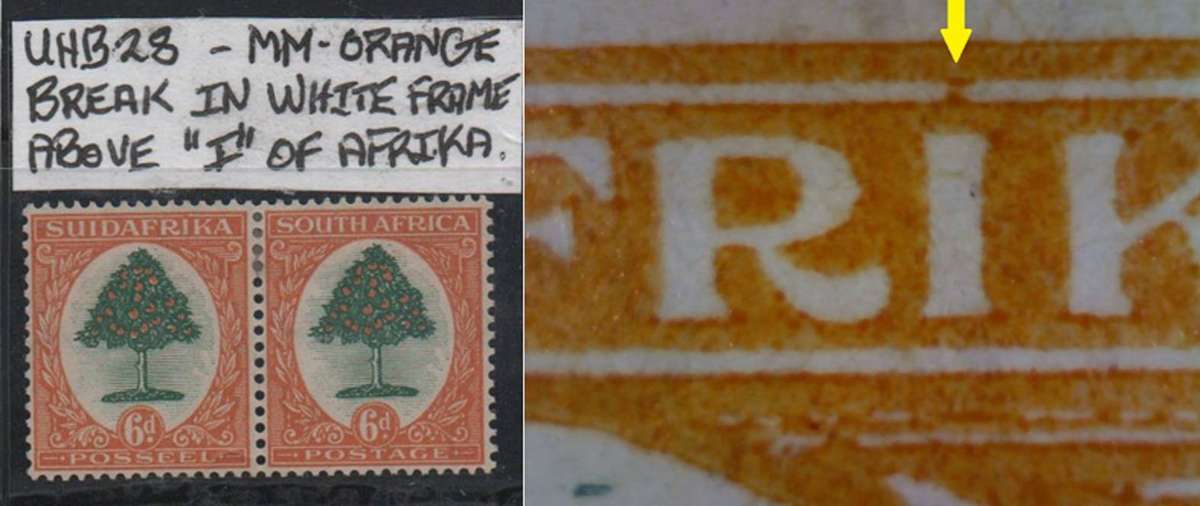 Scarce 1926 Union London Printing 6d pair with variety in MM-condition