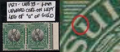 1927 Union PTA definitive marginal 1/2d pair with variety in LMM-condition