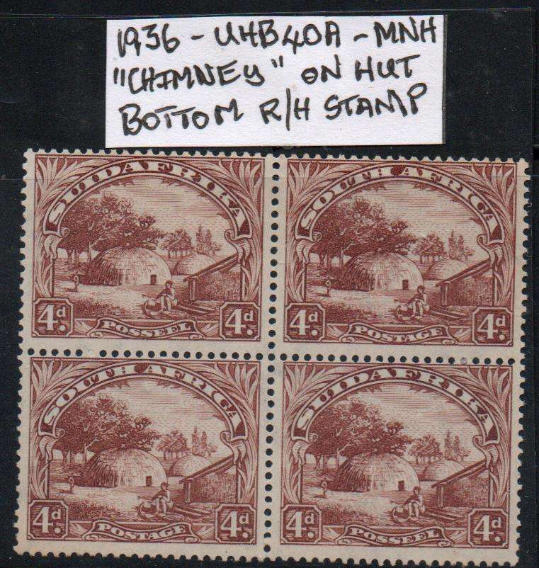 1936 Union Roto definitive 4d block with variety in MNH-condition