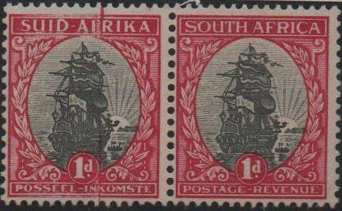 1934 Union Hyphenated Definitive 1d pair with spectacular variety in MNH-condition