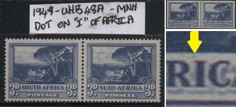 1949 Union Hyphenated & Screened Printing 3d pair with variety in MNH-condition