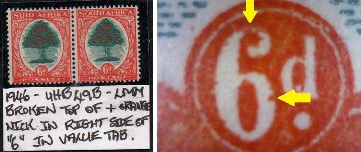 1946 Hyphenated Definitive 6d-pair with varieties in LMM-condition