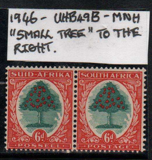 1946 Union Hyphenated definitive 6d pair with variety in MNH-condition