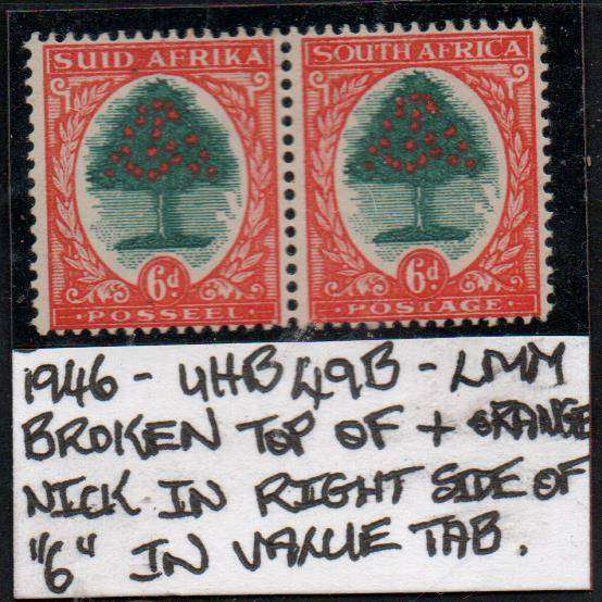 1946 Hyphenated Definitive 6d-pair with varieties in LMM-condition