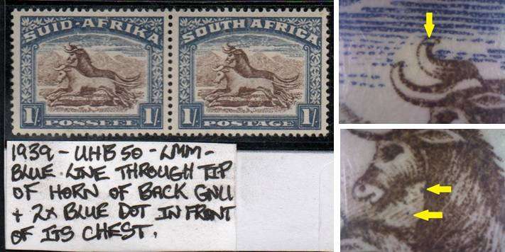 1938 Hyphenated Definitive 1s-pair with varieties in LMM-condition