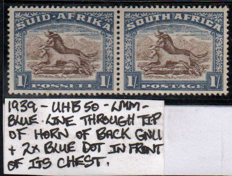 1938 Hyphenated Definitive 1s-pair with varieties in LMM-condition