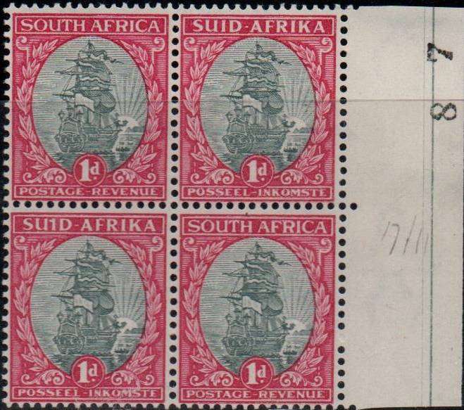 1935 Union Hyphenated 1d-block with scarce listed variety in MNH-condition