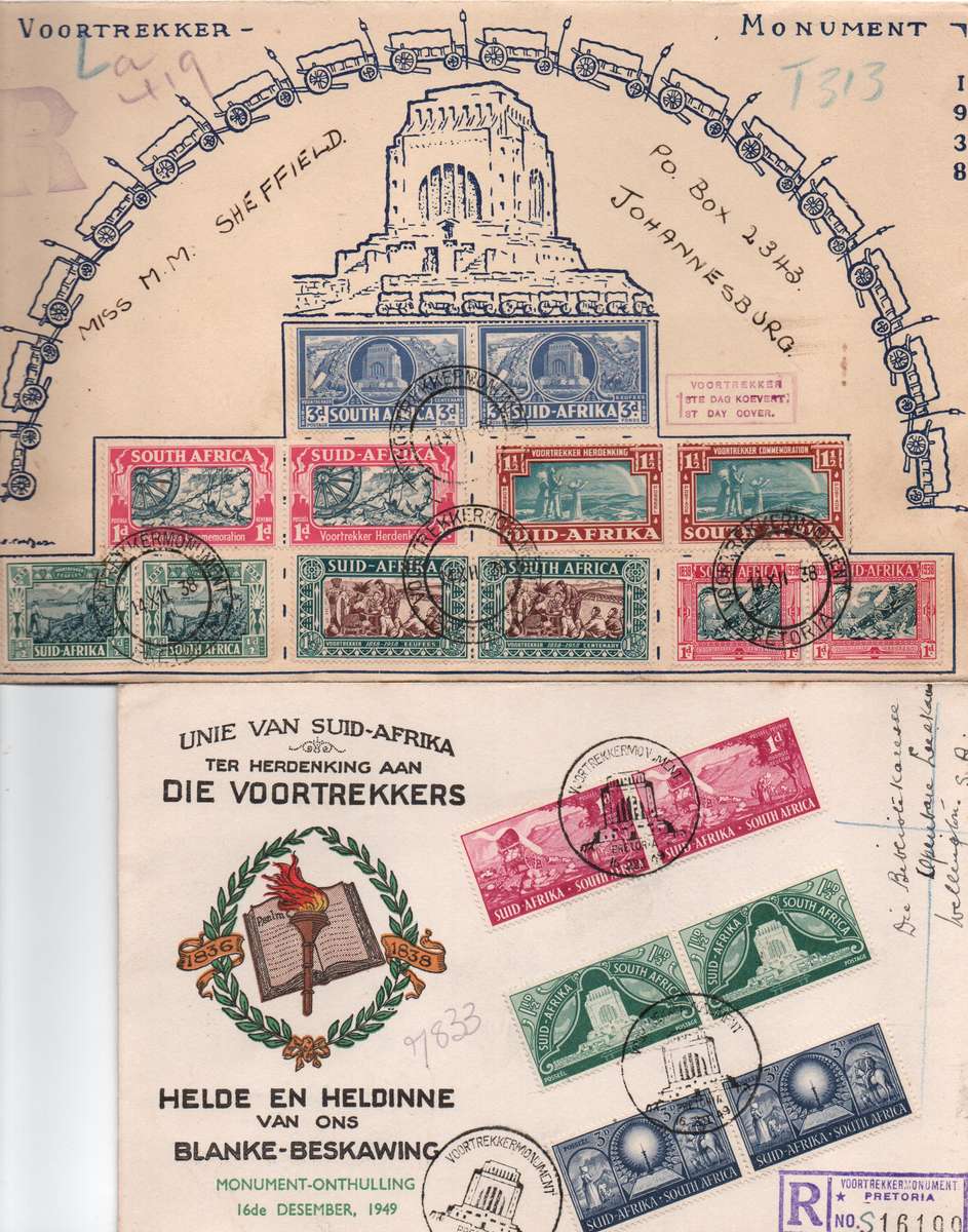 Union Voortrekker  bundle of 10 covers with various cancels (some scarce) in used-condition